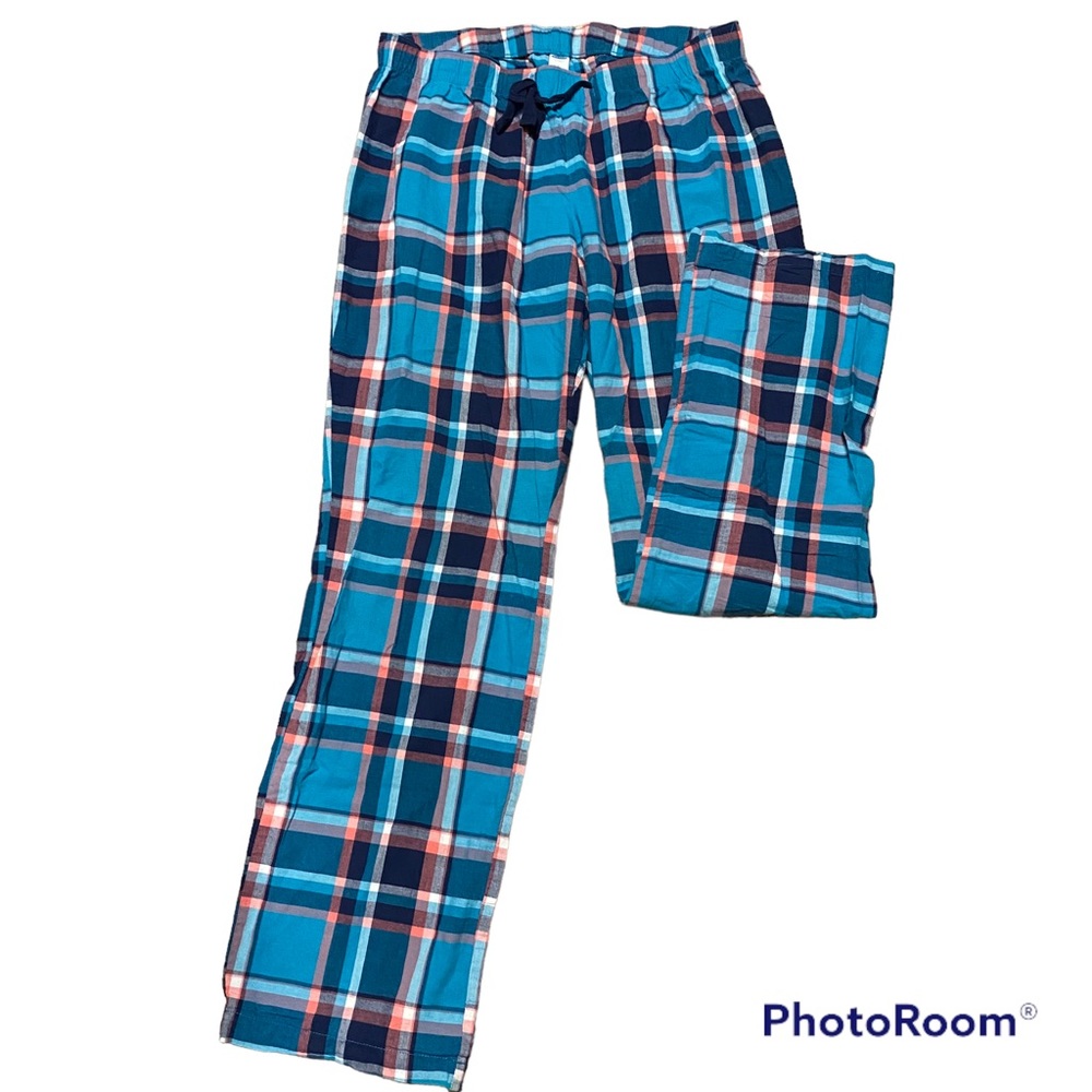 Old Navy PJ Pants – Flannel Pattern (Turquoise/Navy/White/Bright Pink); S; EUC
